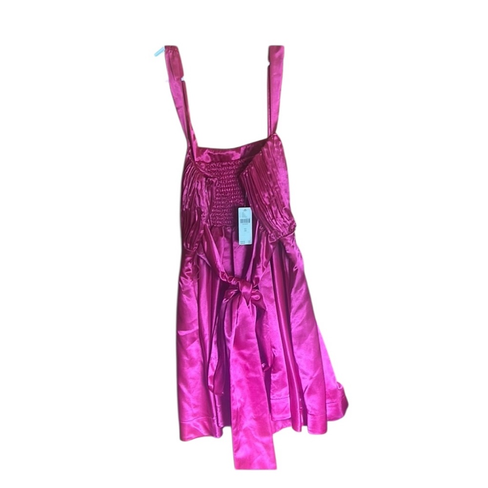Anthropologie (NWT) HOT Pink Satin Bow statement Dress- - Picture 8 of 11